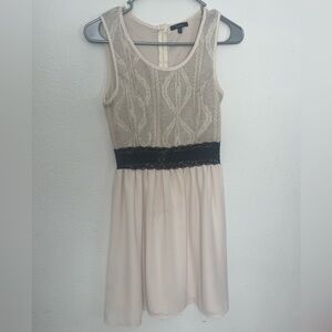 Monteau Cream and Black Lace Mini Dress